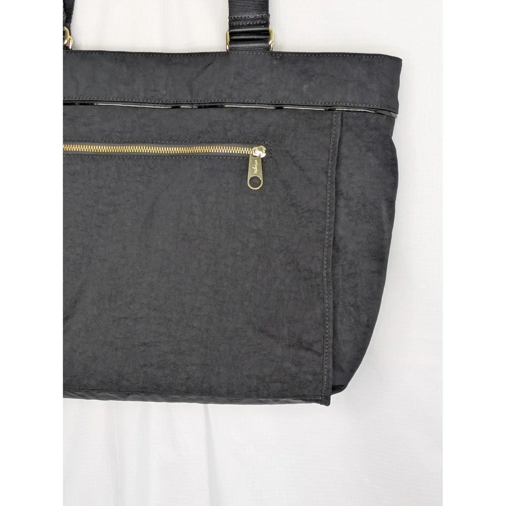 Kipling Black Nylon Laptop Tote Shoulder Bag Travel Work Gold Hardware 20x12